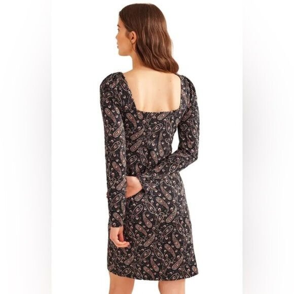 New BODEN Paisley Sweetheart Neck Long Sleeve Cotton Blend Dress Size 8 - Picture 12 of 13